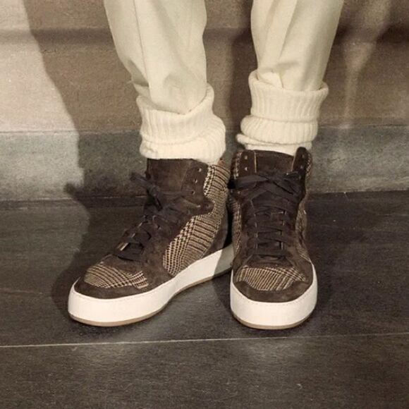 Ralph Lauren Fall 2022 Collection Brown Glen Plaid Jaemyn High Top Sneakers - Picture 5 of 17